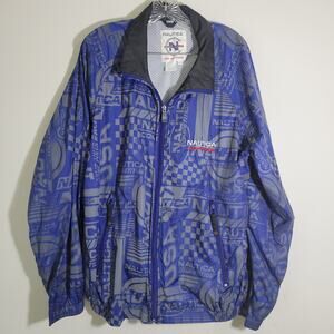 Vintage 90s Nautica Competition All Over Print Windbreaker Jacket Size L